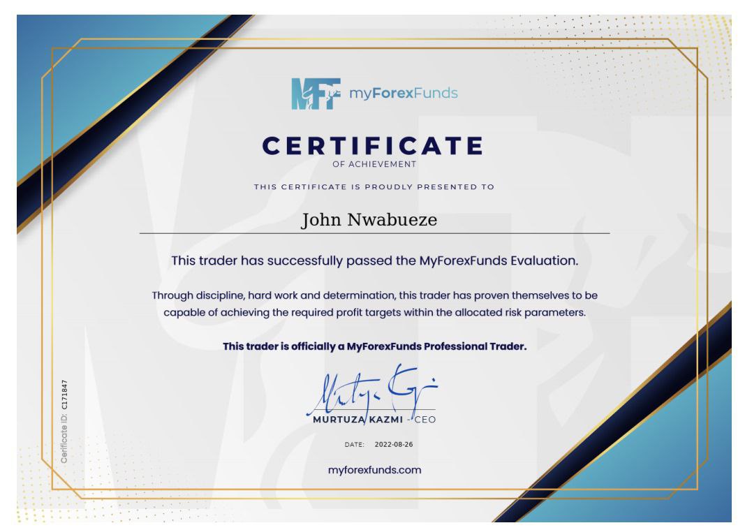 MyForexFunds Certificate
