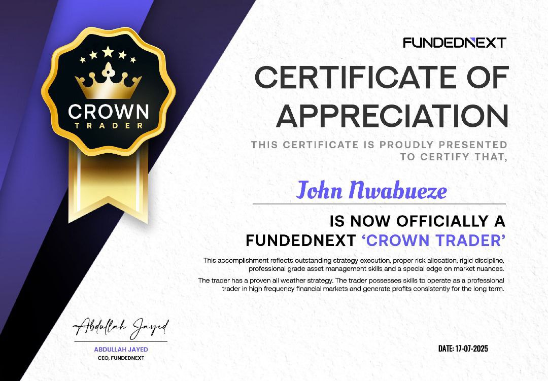 FundedNext Crown Trader Certificate